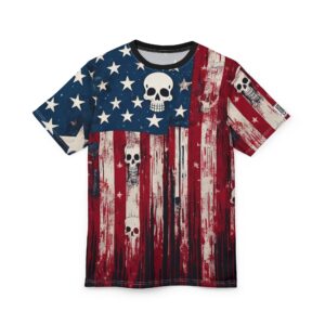 Ash & Bones Apparel - Unisex Skull American Flag Tee Shirt