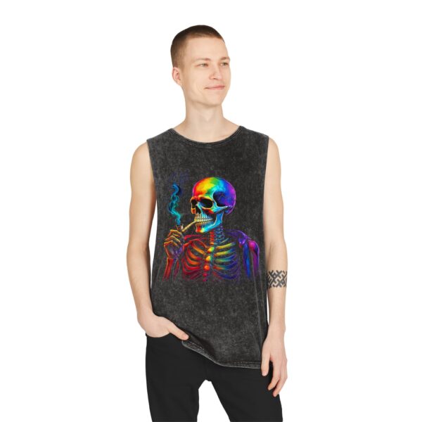 Ash and Bones Apparel - Stone Wash Tank Top - Rainbow Skeleton with Pipe - Image 2
