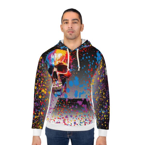 Ash and Bones - Splatter Skull Unisex Pullover Hoodie - Image 4