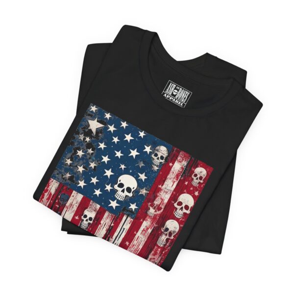 Ash and Bones Apparel - Short Sleeve Tee Shirt - Skull American Flag - Image 2
